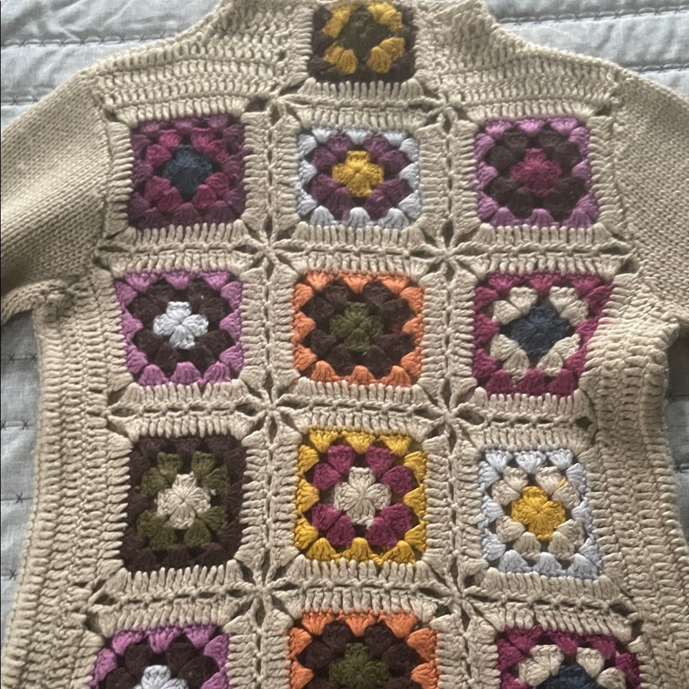 Multicolor Crochet Patchwork Cardigan - Picture 5 of 6